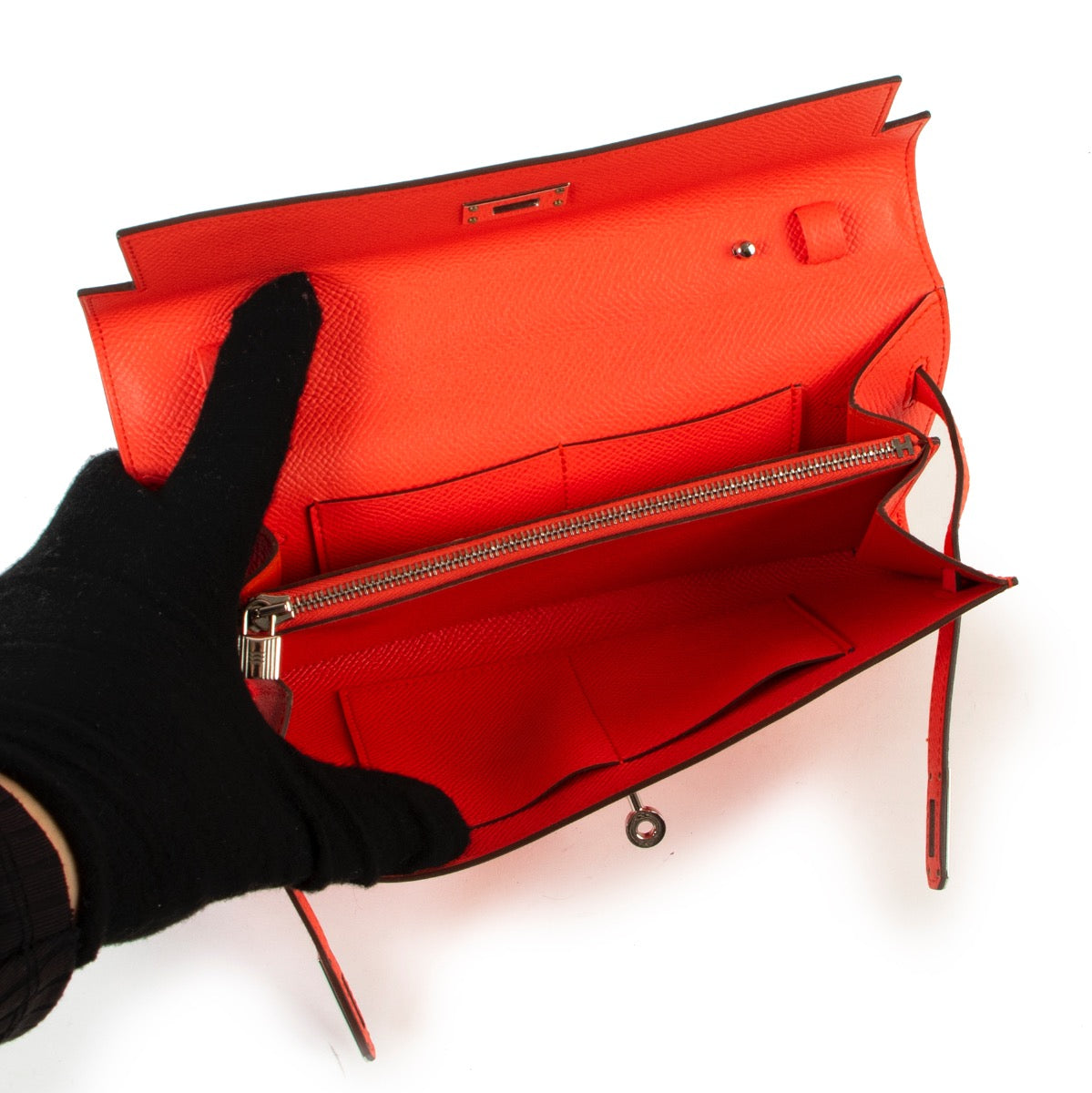 Buy an authentic second hand Hermès Kelly Wallet To Go Epsom Rose Texas PHW as new at Labellov