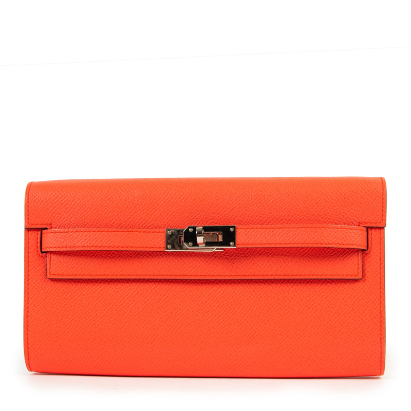 Buy an authentic second hand Hermès Kelly Wallet To Go Epsom Rose Texas PHW as new at Labellov