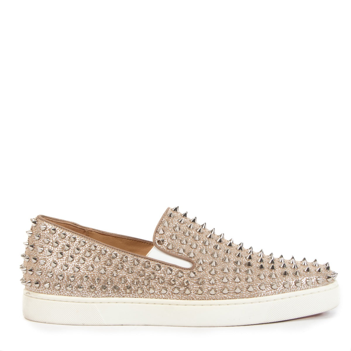 shop authentic second hand Christian Louboutin Silver Roller Boat Sneakers - Size 42 1/2 on Labellov.com