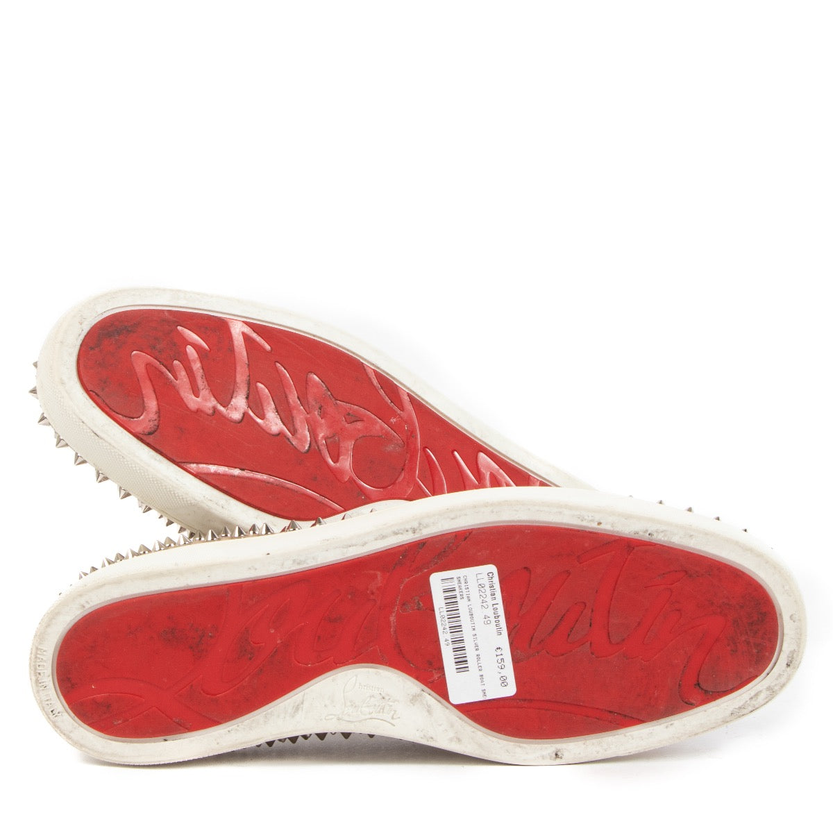 shop authentic second hand Christian Louboutin Silver Roller Boat Sneakers - Size 42 1/2 on Labellov.com