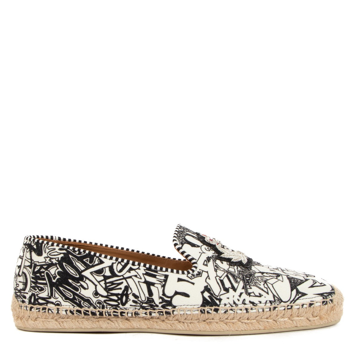 Shop 100% authentic Christian Louboutin Nanou Orlato Black & White Canvas Espadrilles - Size 43 on Labellov.com