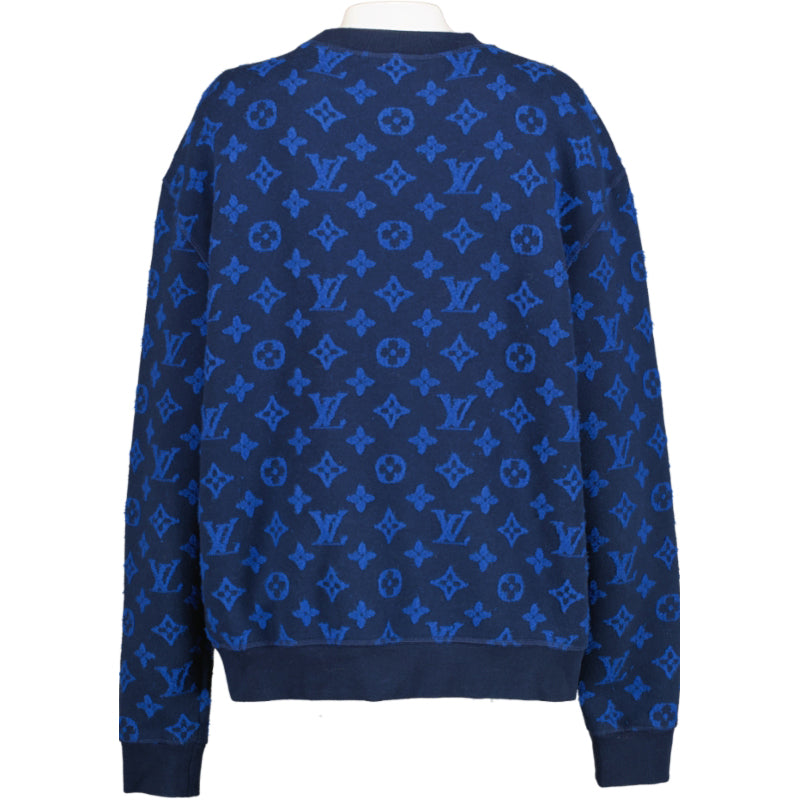 Louis Vuitton Blue Cotton and Wool Crew Neck Sweater - size S