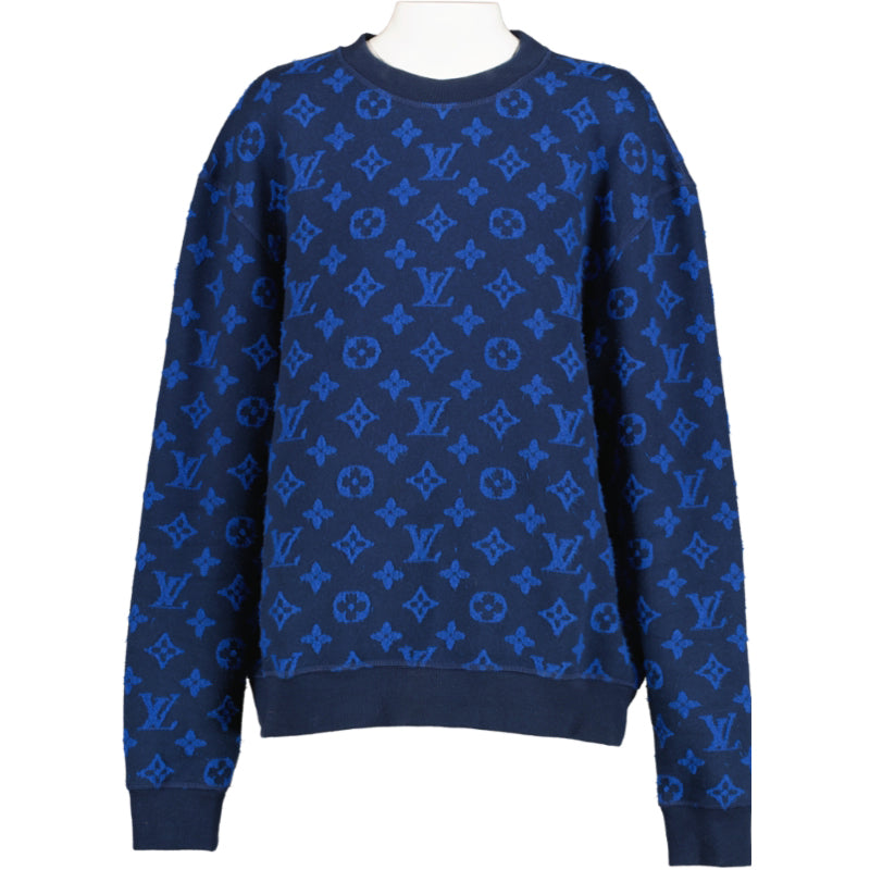 Louis Vuitton Blue Cotton and Wool Crew Neck Sweater - size S for the best price at Labellov secondhand luxury in Antwerp