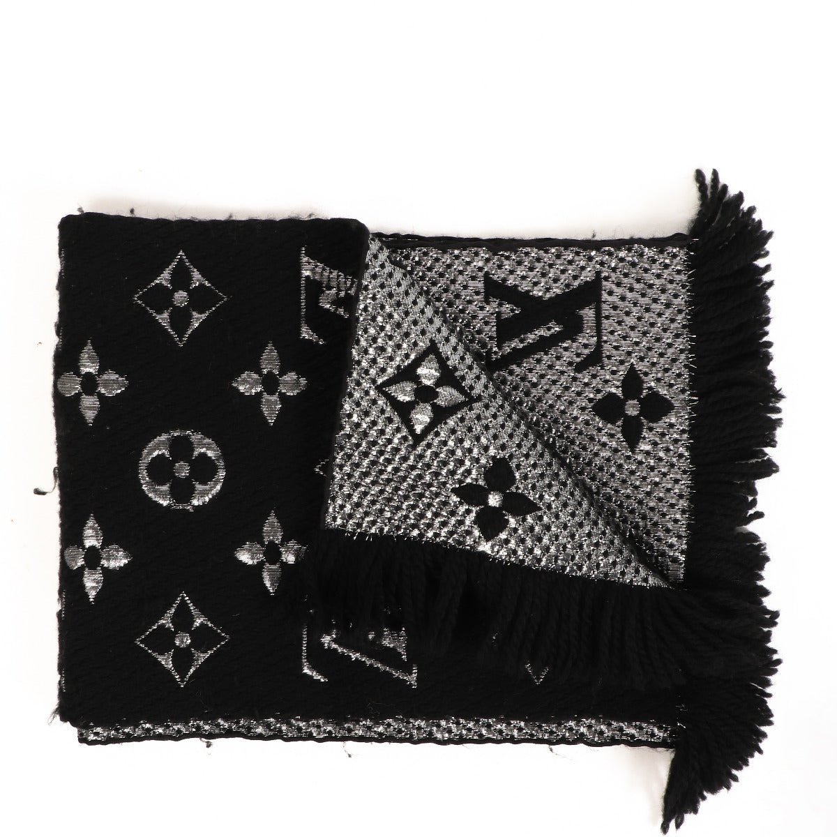 Louis Vuitton Shimmer Black Logomania Scarf