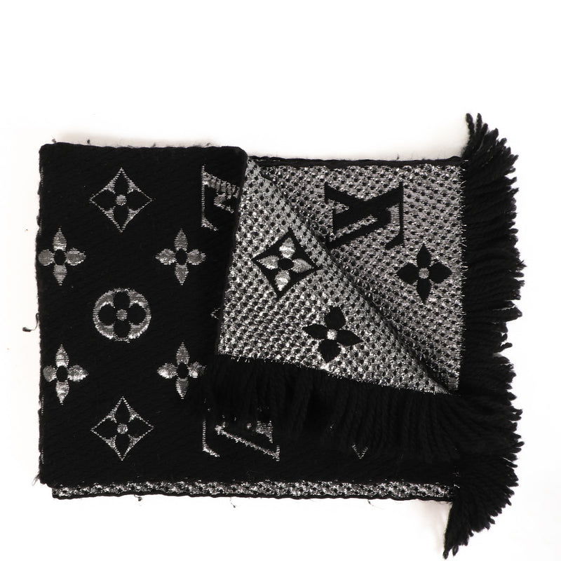 Louis Vuitton Shimmer Black Logomania Scarf