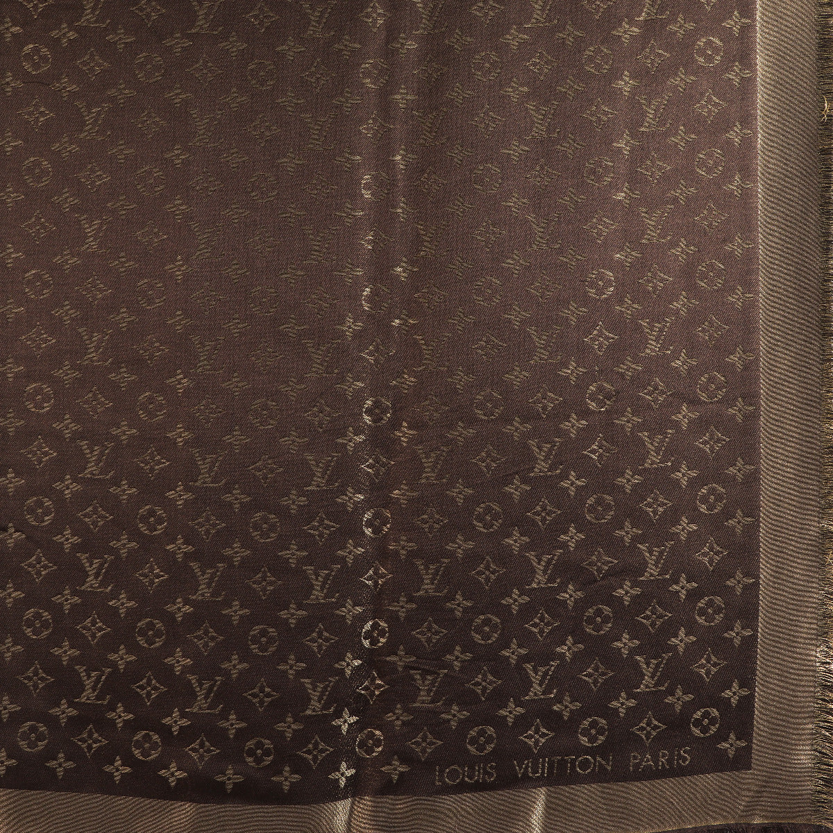 Louis Vuitton Bronze and Brown Silk Shawl