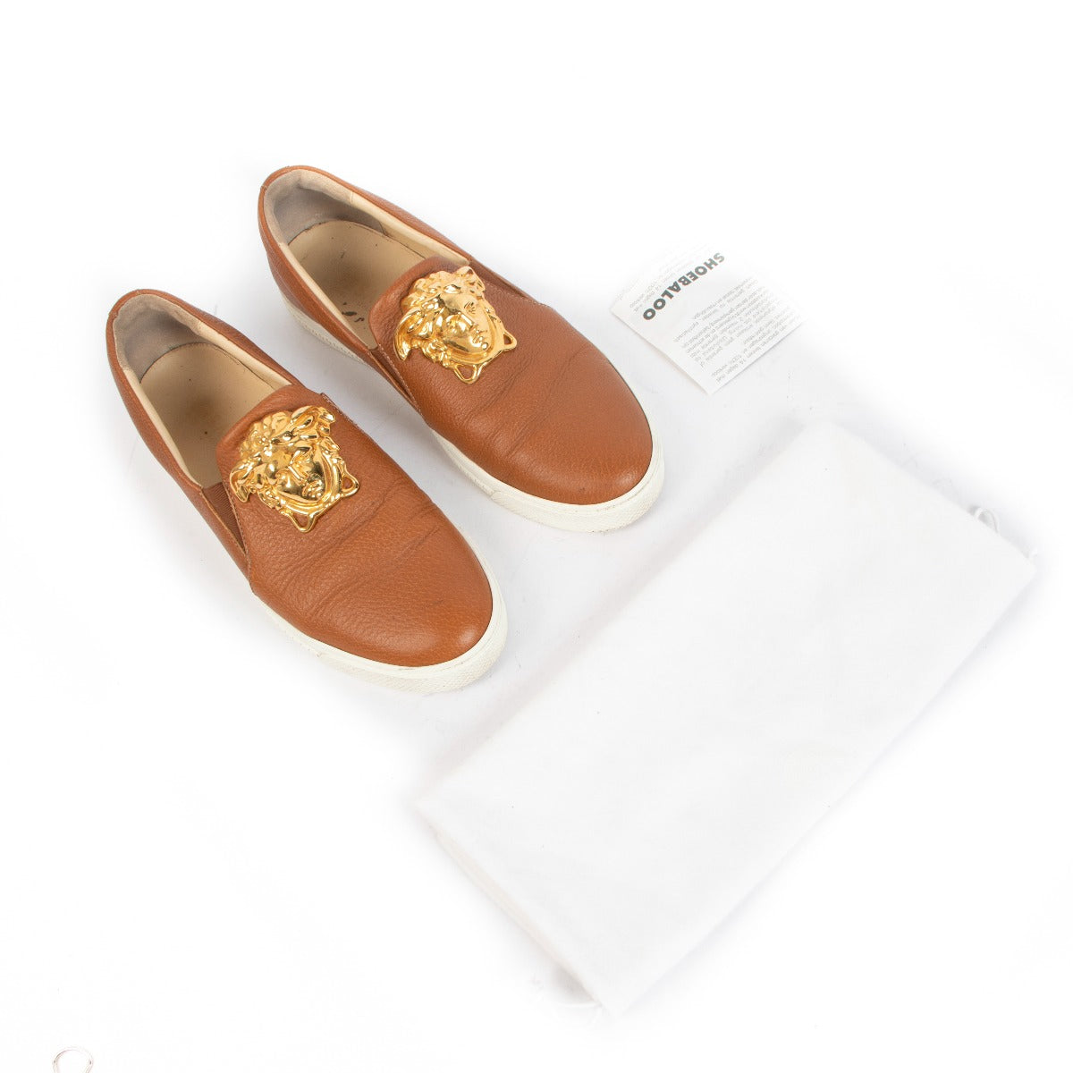 shop authentic second hand Versace Camel Medusa Sneakers - Size 42 on Labellov.com