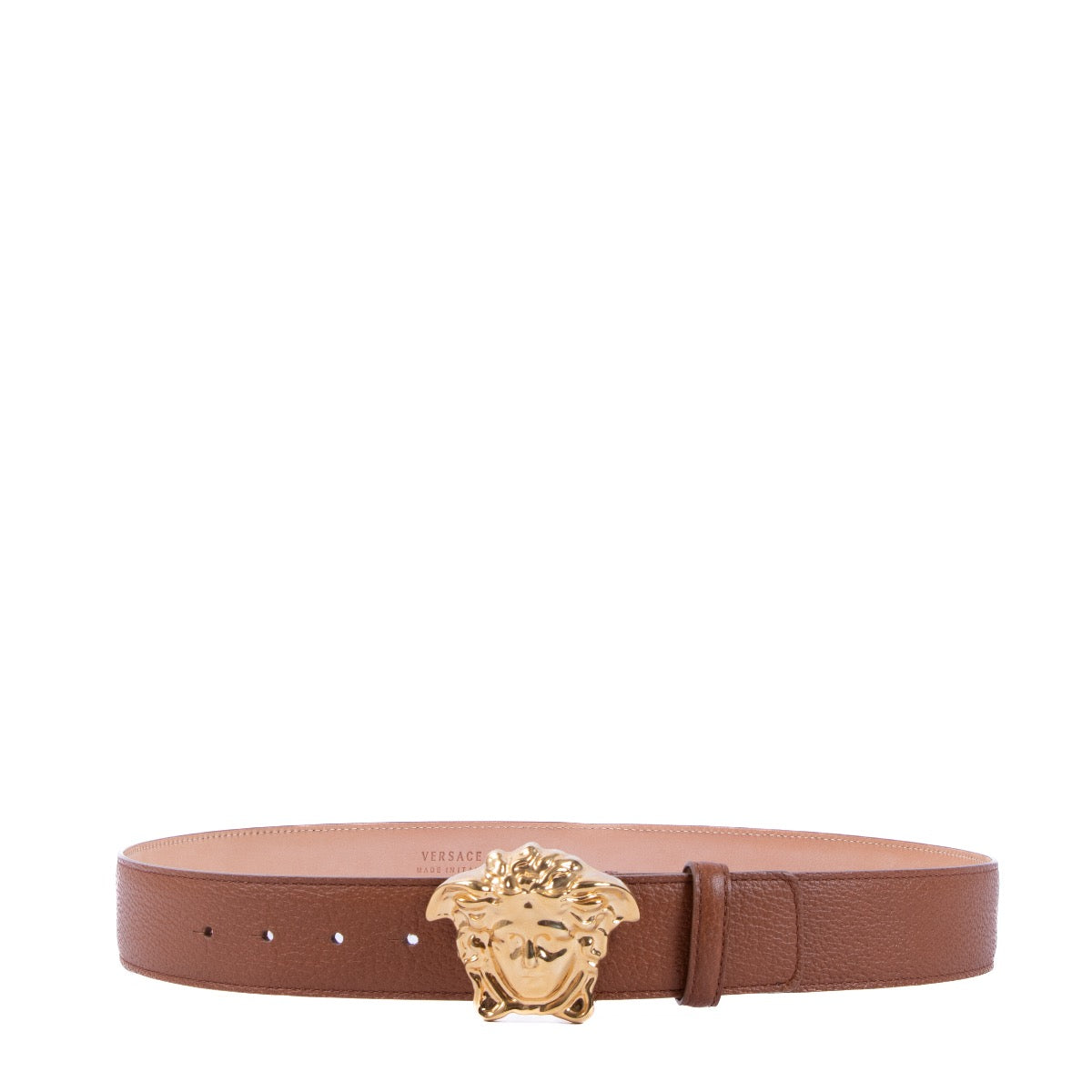 Shop safe online at Labellov in Antwerp this 100% authentic second hand Versace Cognac Leather Medusa Belt - size 90