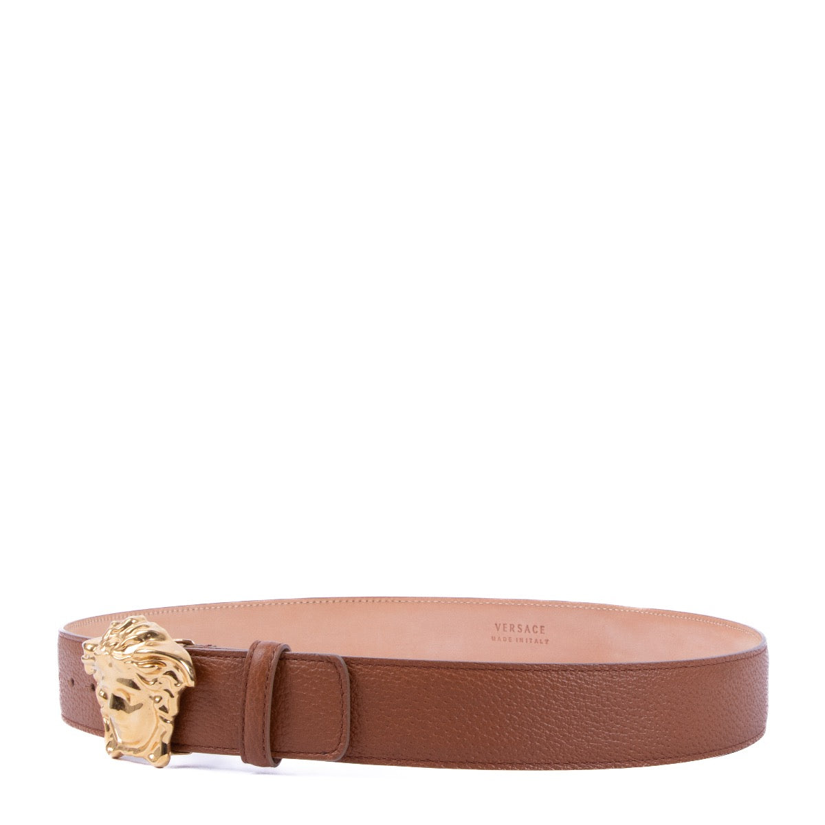 Shop safe online at Labellov in Antwerp this 100% authentic second hand Versace Cognac Leather Medusa Belt - size 90