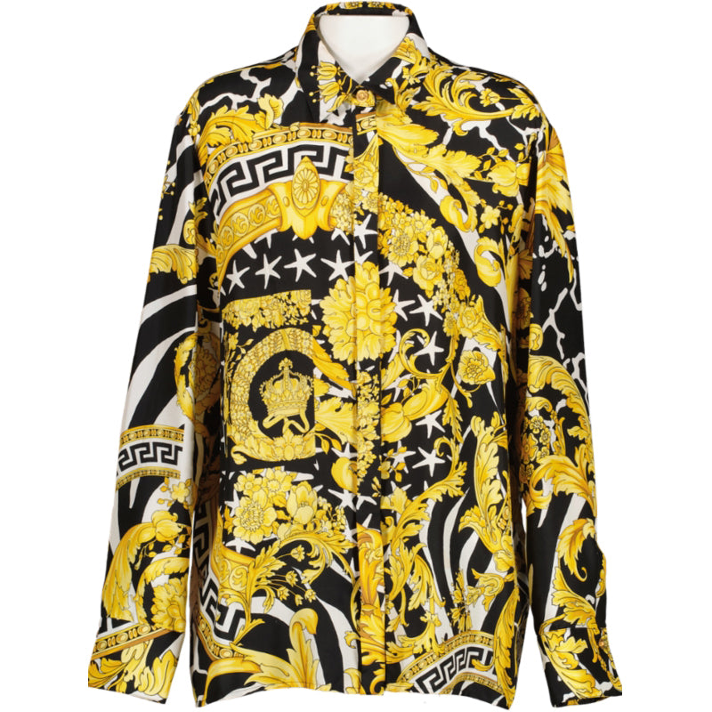 Versace Black and Gold Barocco Silk Shirt - size IT46