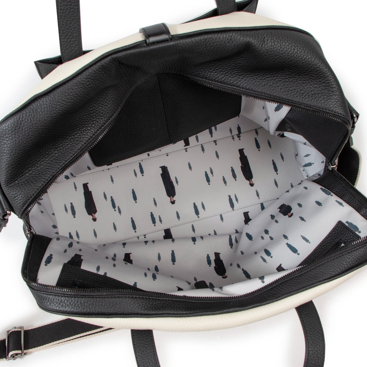 Sac de voyage Delvaux D-Off Magritte en cuir noir/ivoire