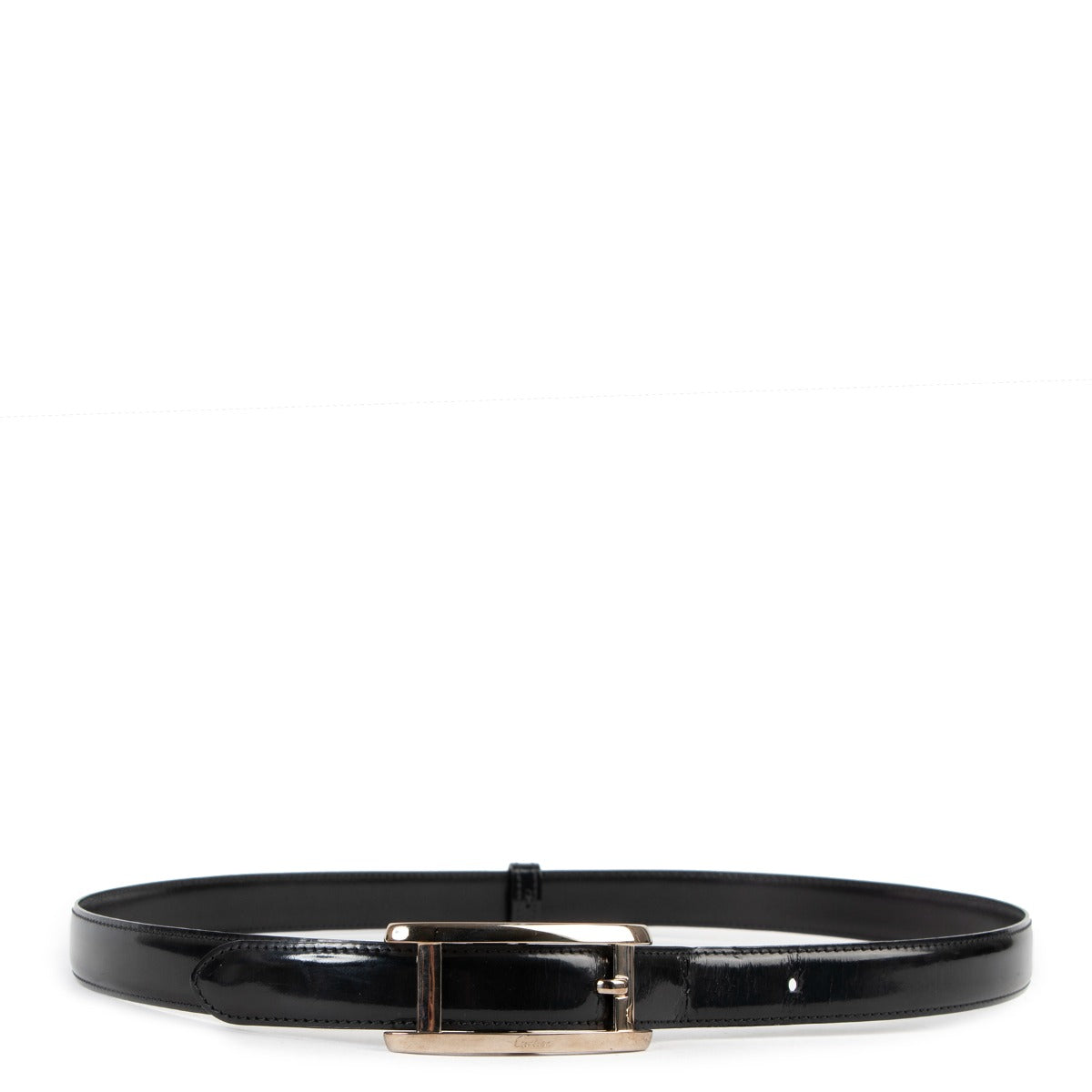 Buy online an authentic second hand Cartier vintage black leather belt in very good condition at Labellov in Antwerp.