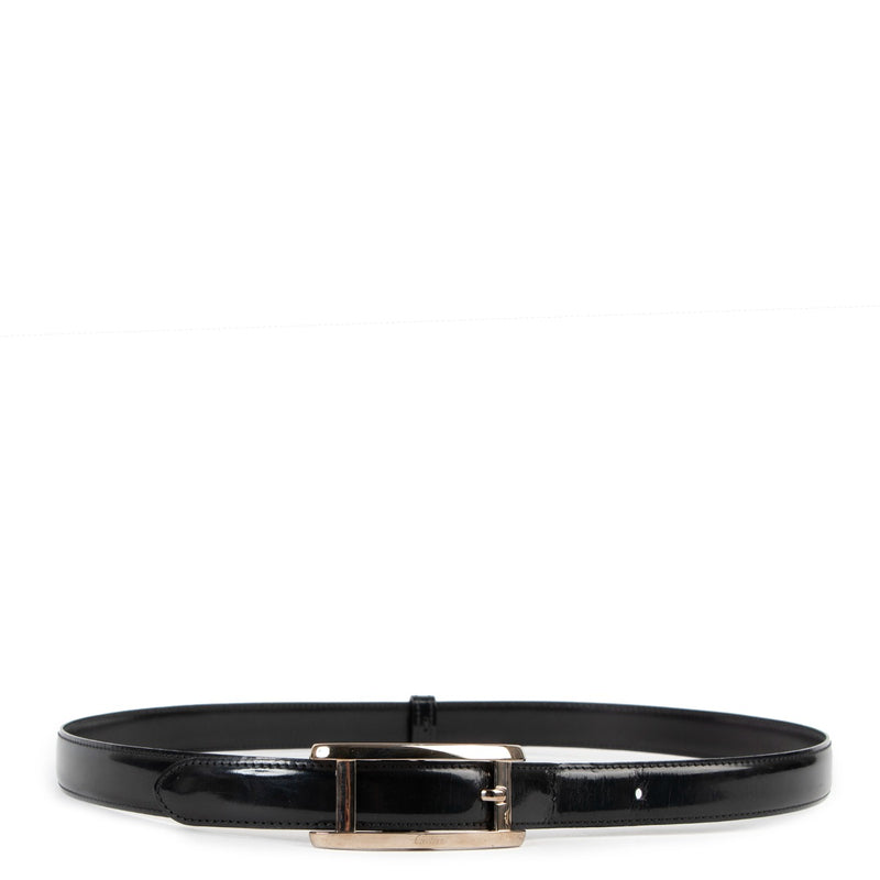 Buy online an authentic second hand Cartier vintage black leather belt in very good condition at Labellov in Antwerp.