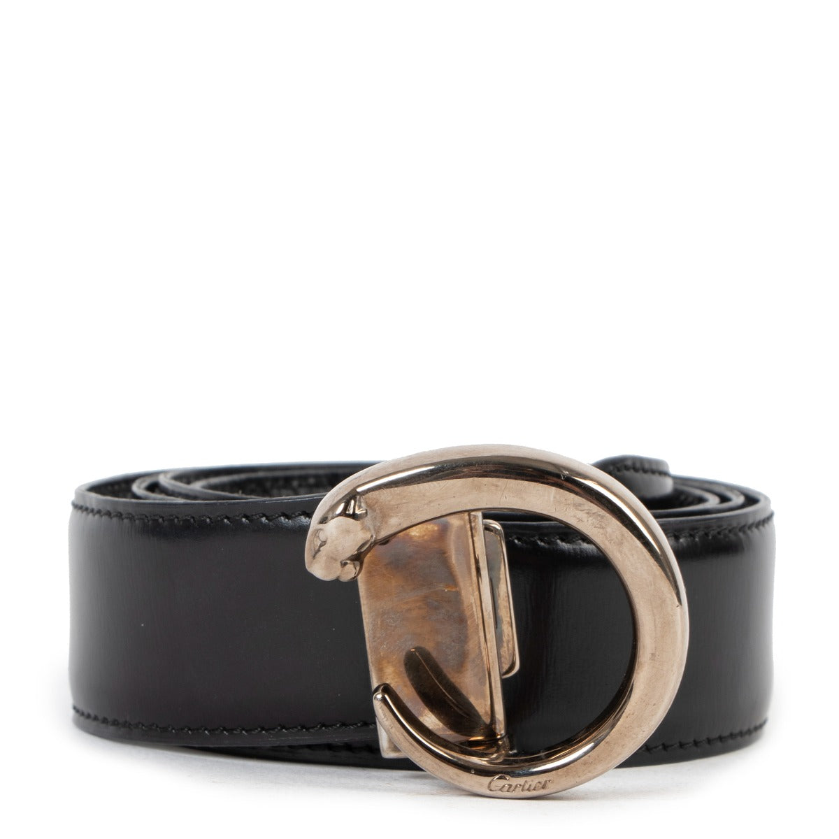 Buy an authentic second hand Cartier Black Leather Le Panthère de Cartier Belt in very good condition at Labellov.