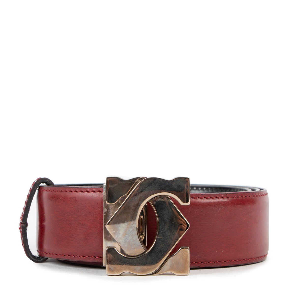 Cartier Logo Burgundy Leather Belt