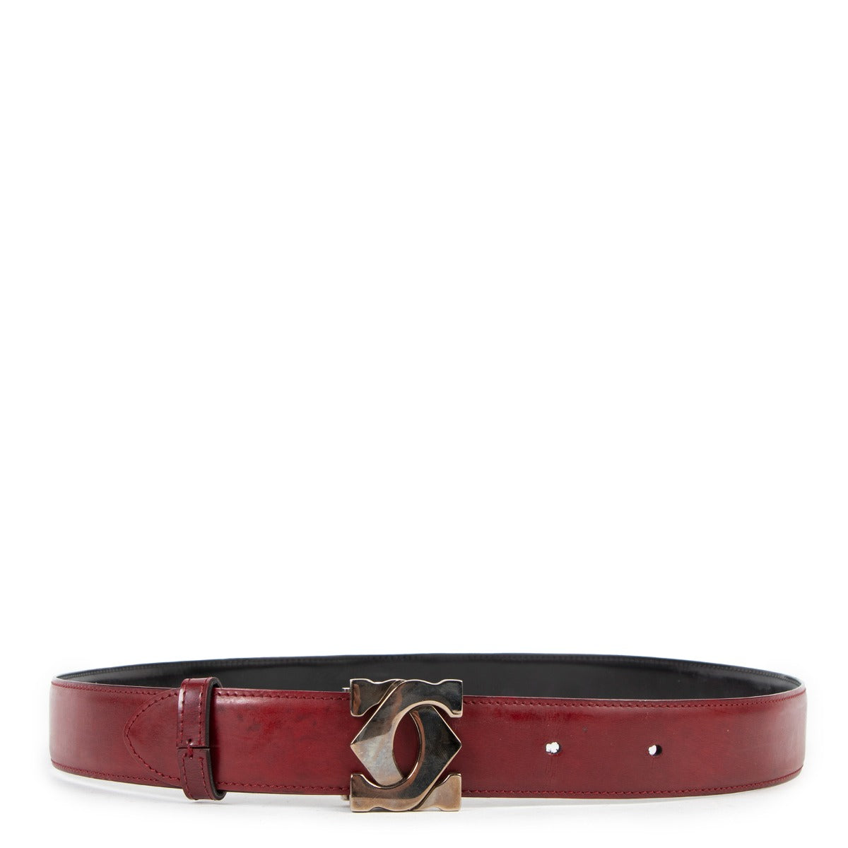 Cartier Logo Burgundy Leather Belt