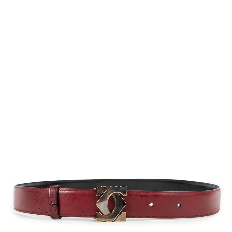 Cartier Logo Burgundy Leather Belt