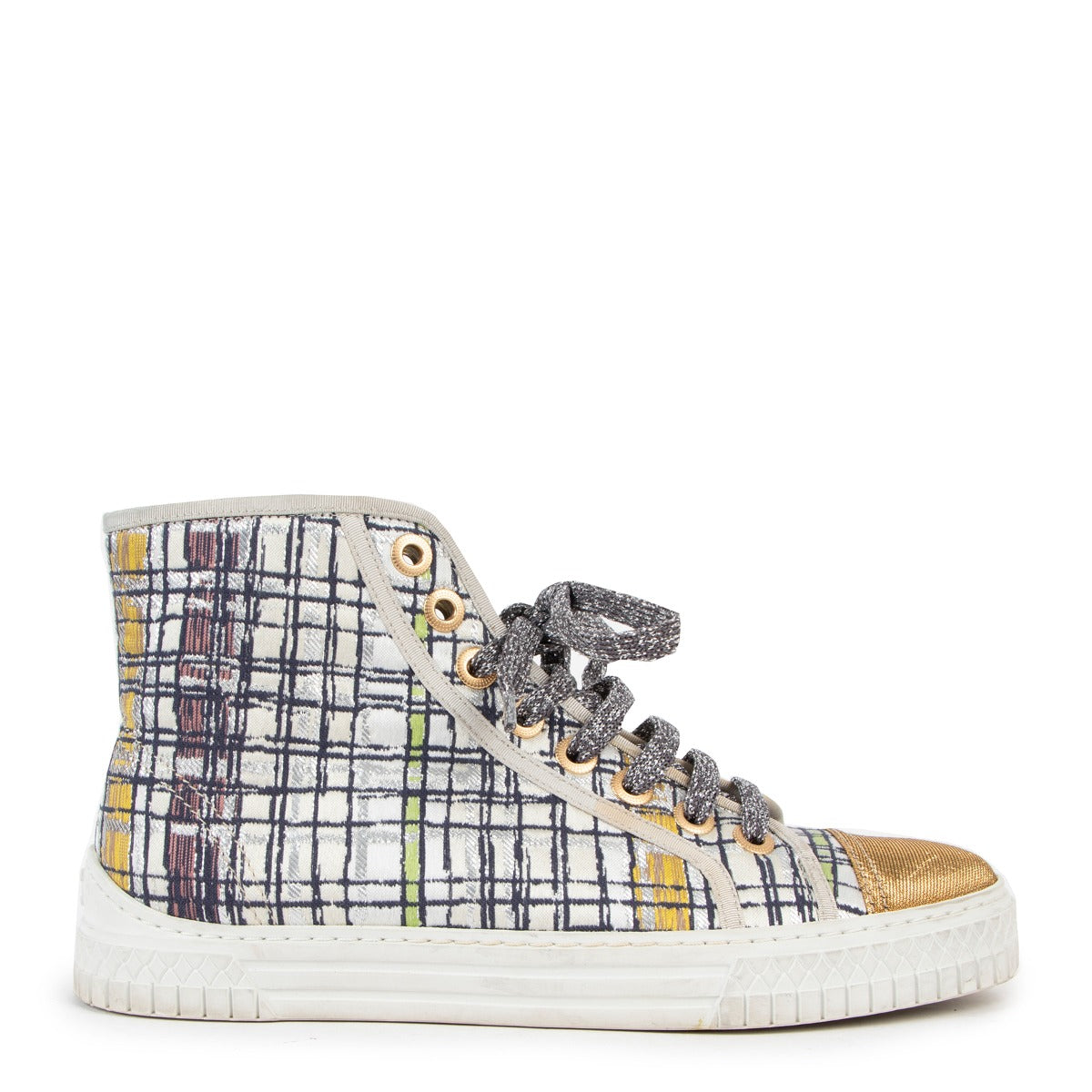 Chanel Multicolor Metallic Tweed High-Top Sneakers