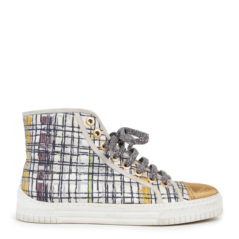 Chanel Multicolor Metallic Tweed High-Top Sneakers