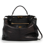Fendi Black Brown Metallic Large Peekaboo Bag