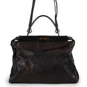secondhand Fendi Black Brown Metallic Large Peekaboo Bag