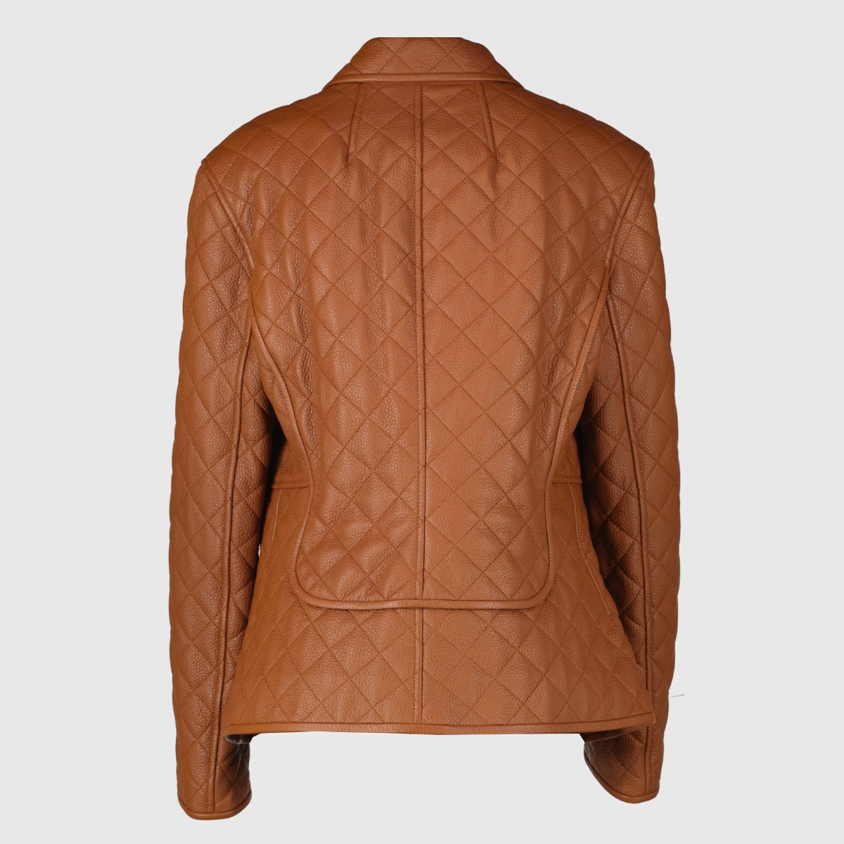 Veste équestre Hermès en cuir de chevreuil matelassé, couleur Fauve Marron - Taille FR42