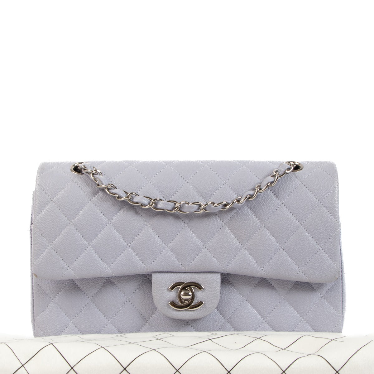 Authentic second hand Chanel Lilac Caviar Medium Classic Flap Bag on labellov.com
