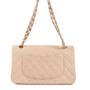 Authentic second hand 22C Chanel Light Beige Medium Classic Flap Bag on www.labellov.com