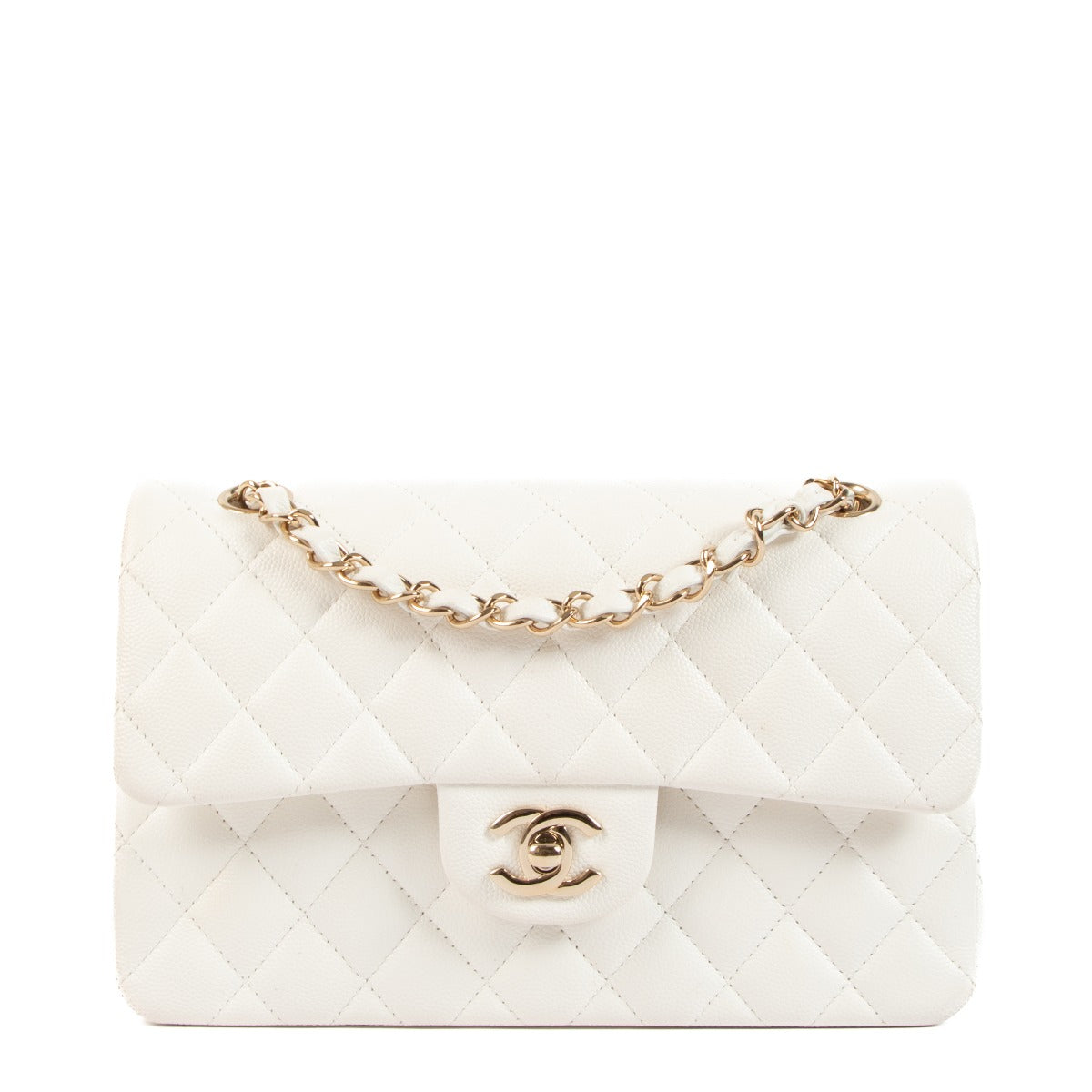 Chanel White Caviar Small Classic Flap Bag