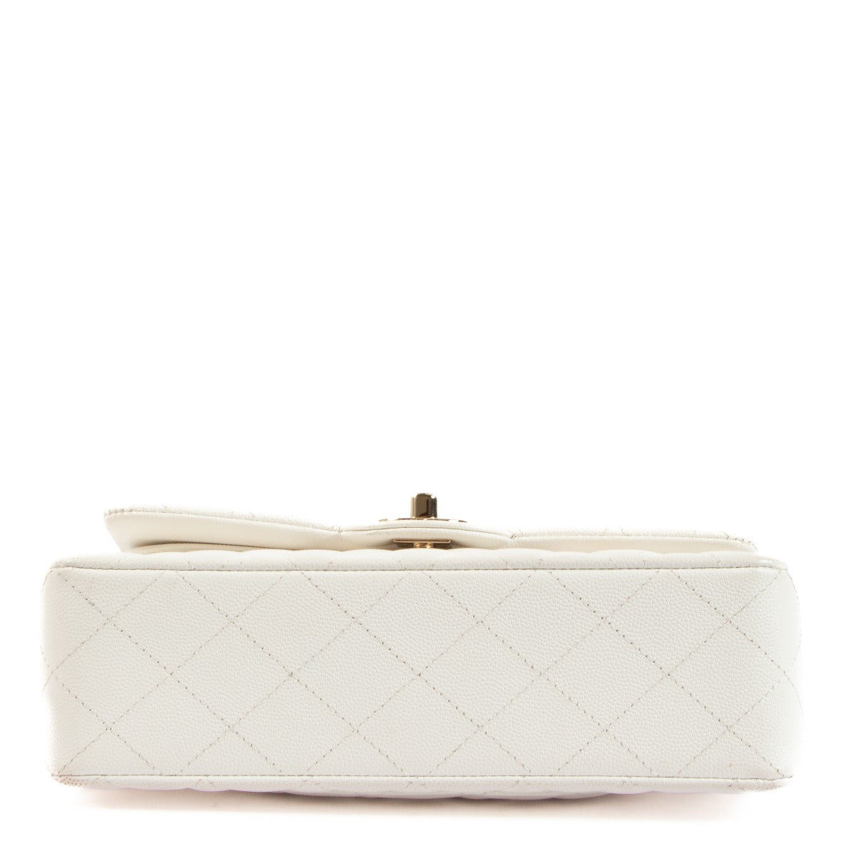 authentic second hand Chanel White Caviar Small Classic Flap Bag on www.labellov.com