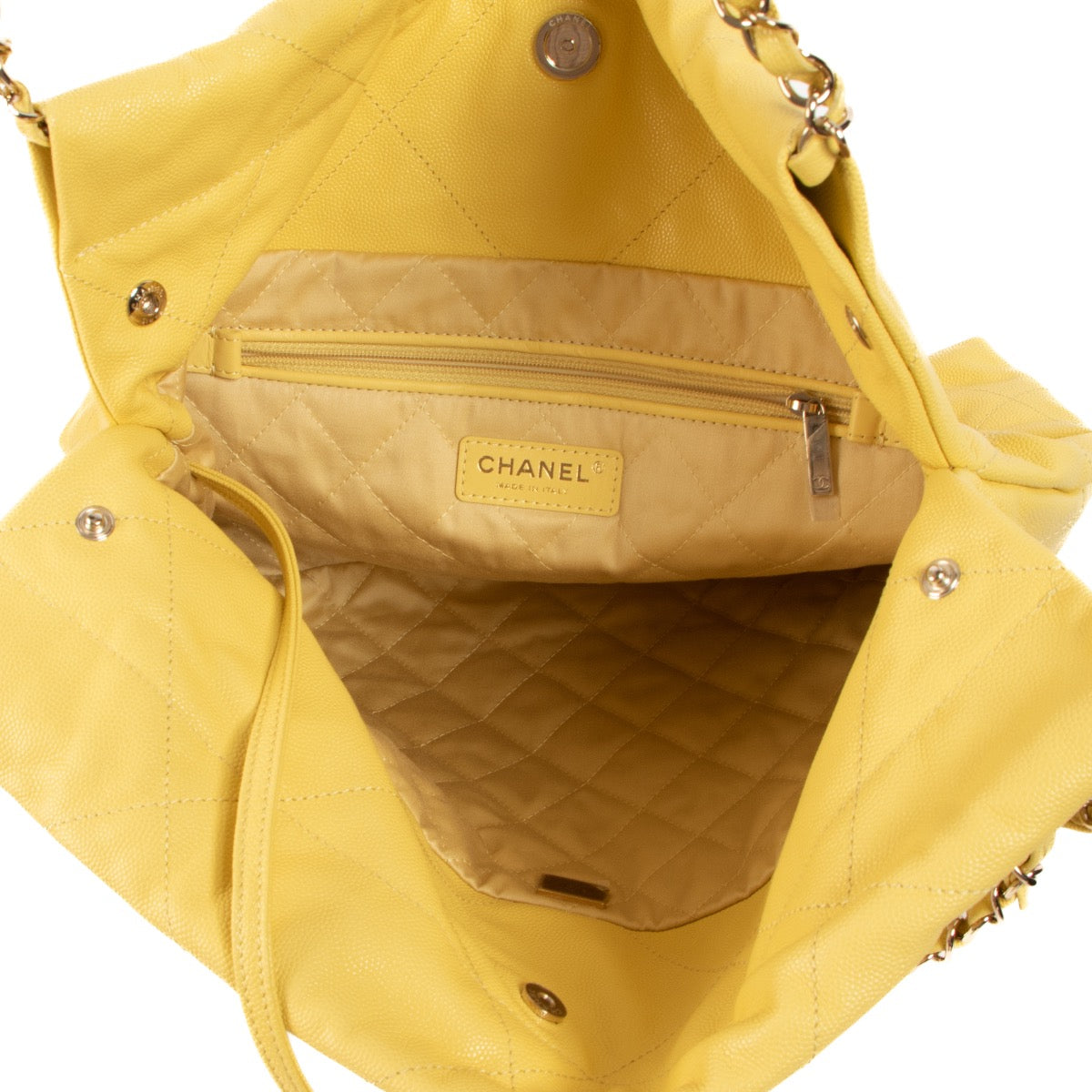 Shop safe online at Labellov in Antwerp, Brussels and Knokke this 100% authentic second hand Chanel Yellow 22 Small Bag