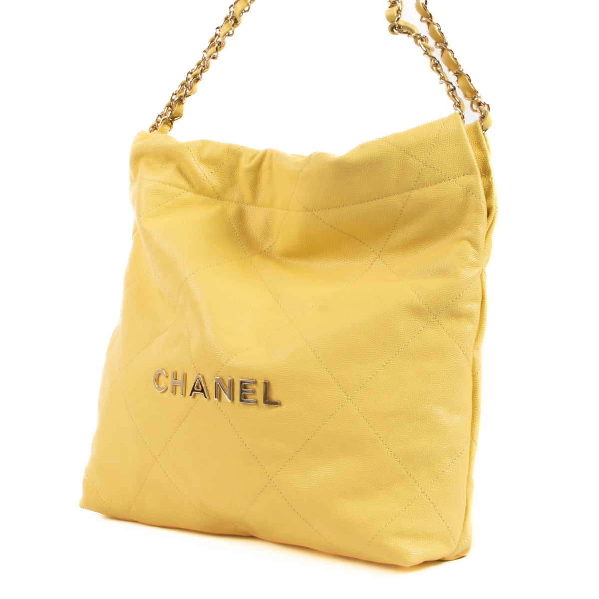 Shop safe online at Labellov in Antwerp, Brussels and Knokke this 100% authentic second hand Chanel Yellow 22 Small Bag