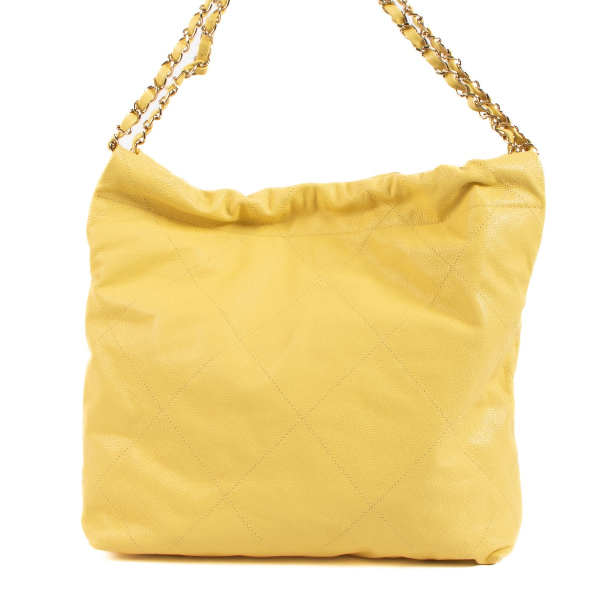 Shop safe online at Labellov in Antwerp, Brussels and Knokke this 100% authentic second hand Chanel Yellow 22 Small Bag