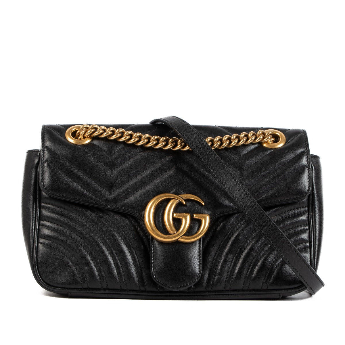Shop 100% authentic Gucci Black GG Marmont Small Matelassé Shoulder Bag on Labellov.com.