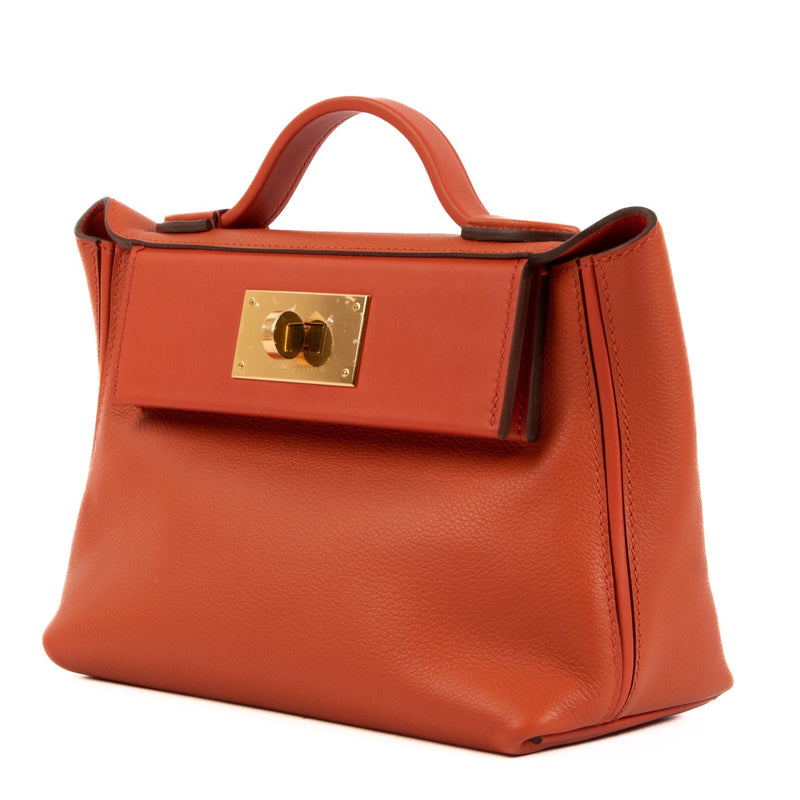 Hermès 24/24 21 Verso Terre Battue/Orange Poppy Gold Hardware