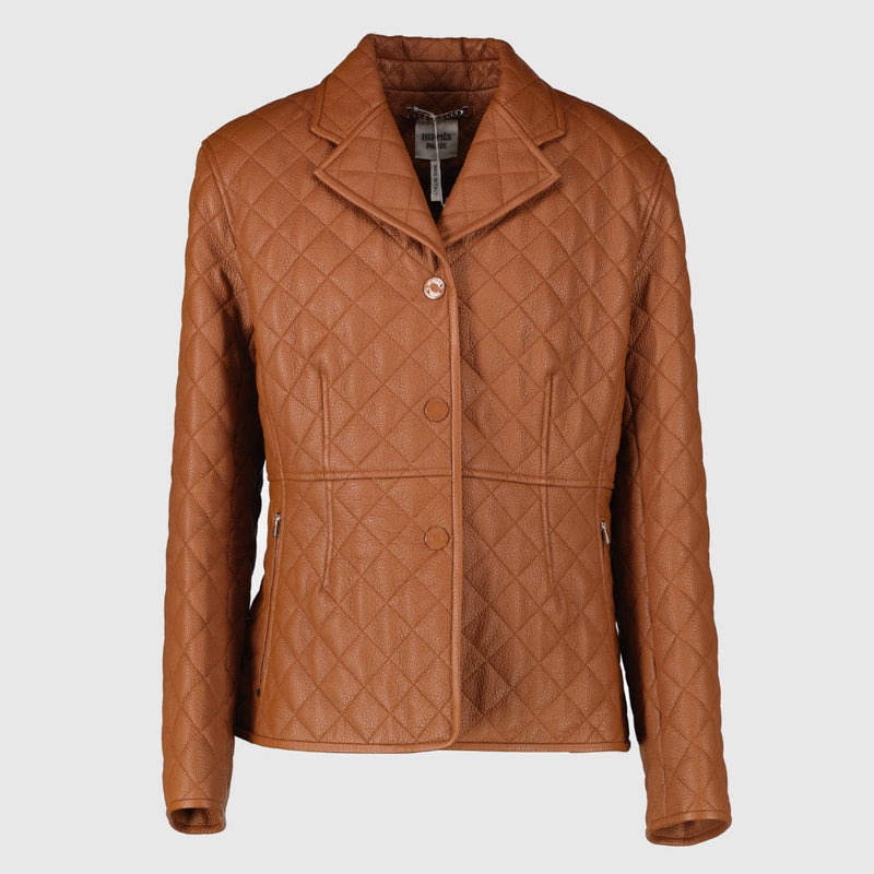 Hermès Marron Fauve Matelassé Hertenleren Ruitersportjas - Maat FR42