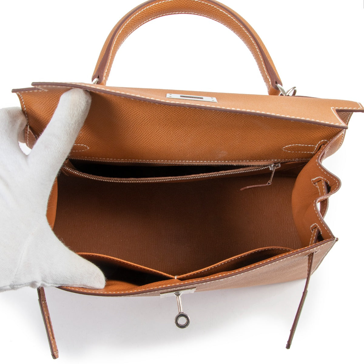 Hermès Kelly 28 Or Epsom Métal argenté palladié