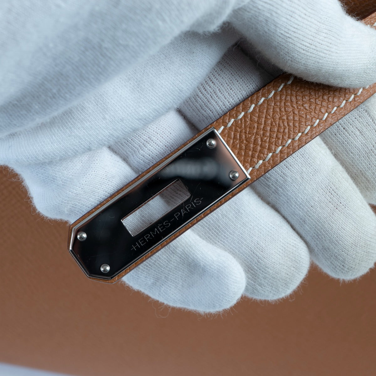 Hermès Kelly 28 Or Epsom Métal argenté palladié