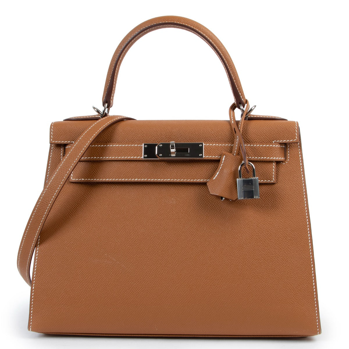 Hermès Kelly 28 Or Epsom Métal argenté palladié