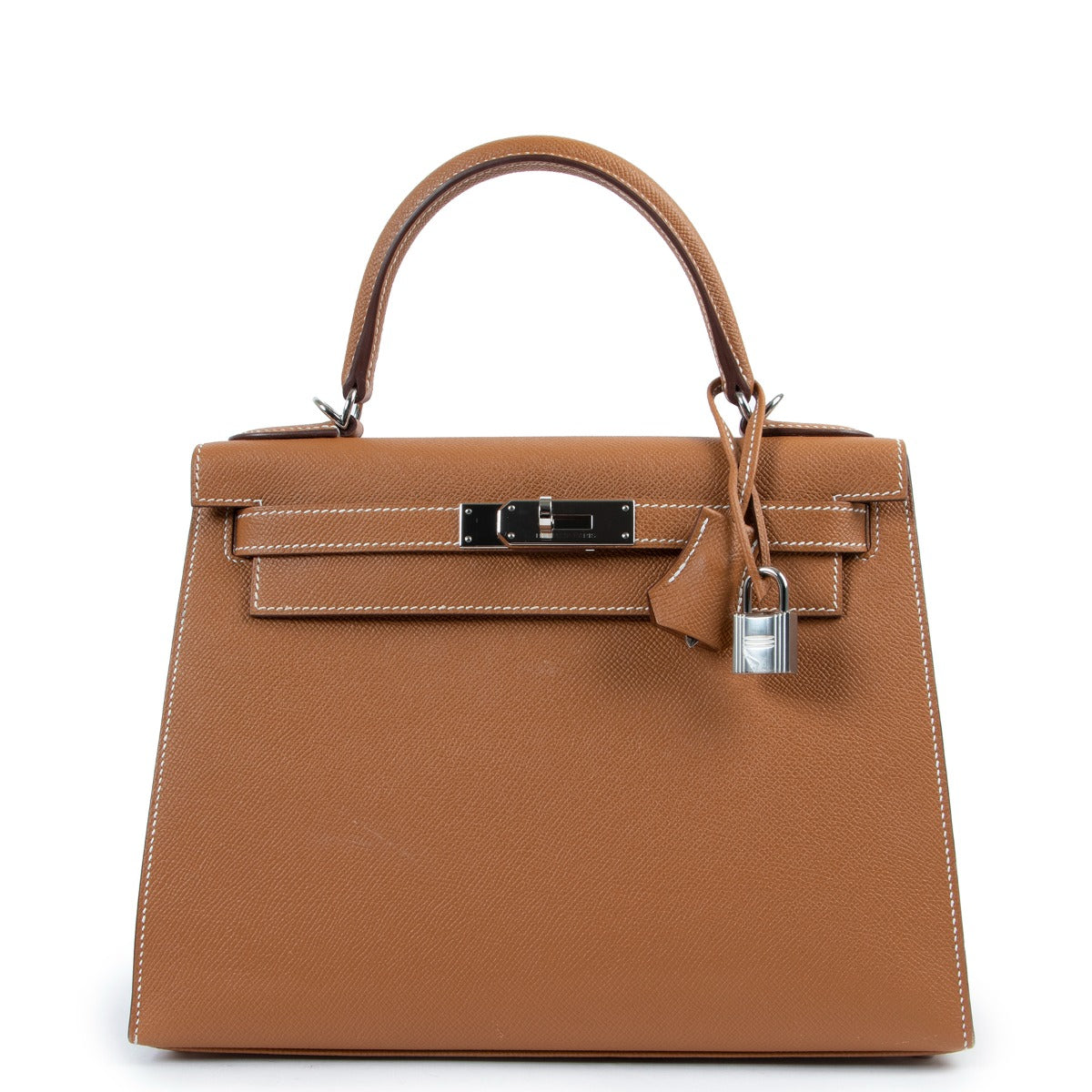 Hermès Kelly 28 Or Epsom Métal argenté palladié
