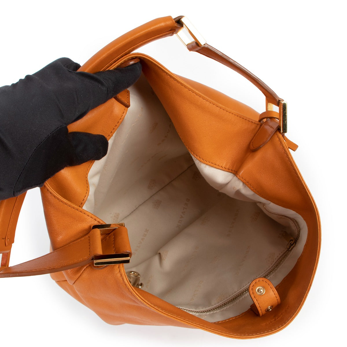 Delvaux Orange Louise PM Polo Leather Shoulder Bag