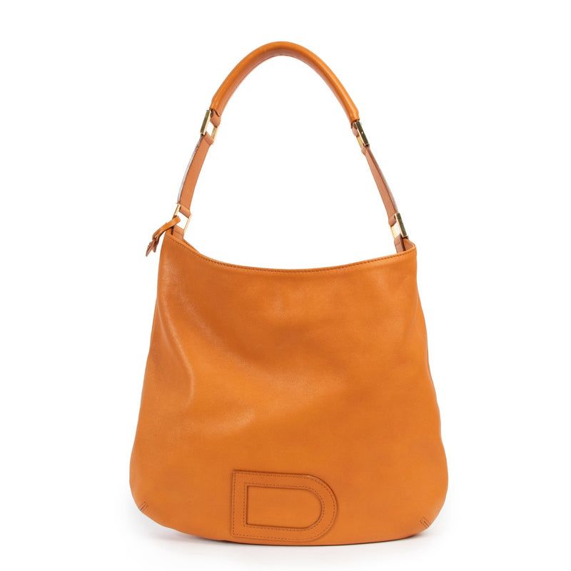Delvaux Orange Louise PM Polo Leather Shoulder Bag