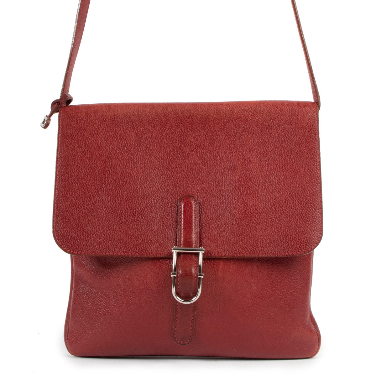 Delvaux Burgundy Leather Kot Messenger Bag