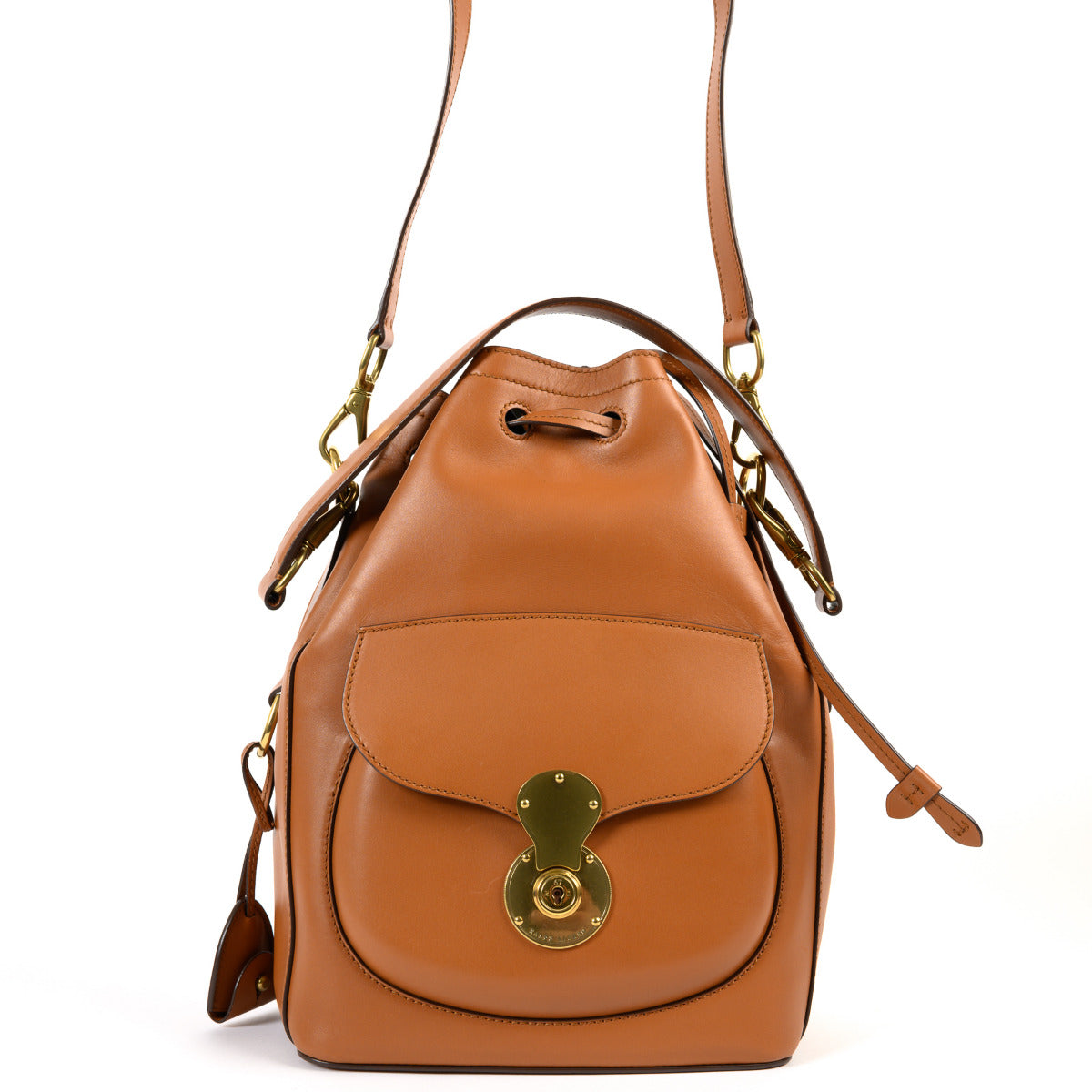 Ralph Lauren Cognac Ricky Drawstring Shoulder Bag