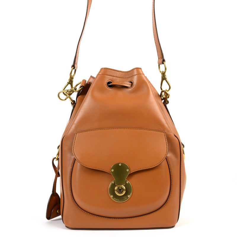 Ralph Lauren Cognac Ricky Drawstring Shoulder Bag