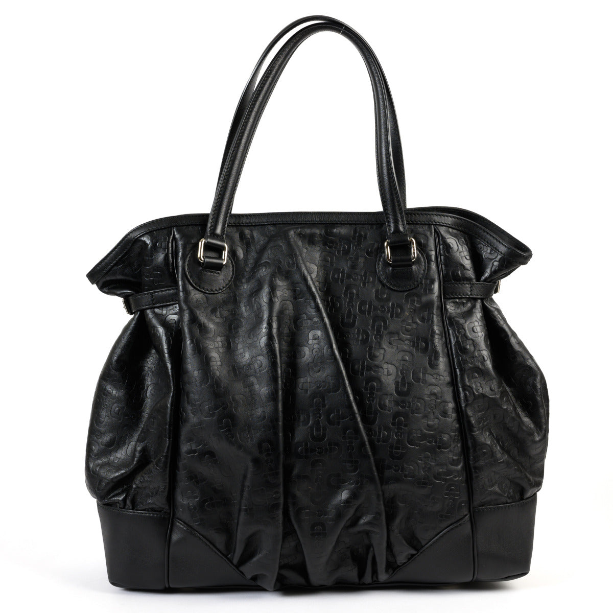 Gucci Black Horsebit Embossed Shoulder Bag