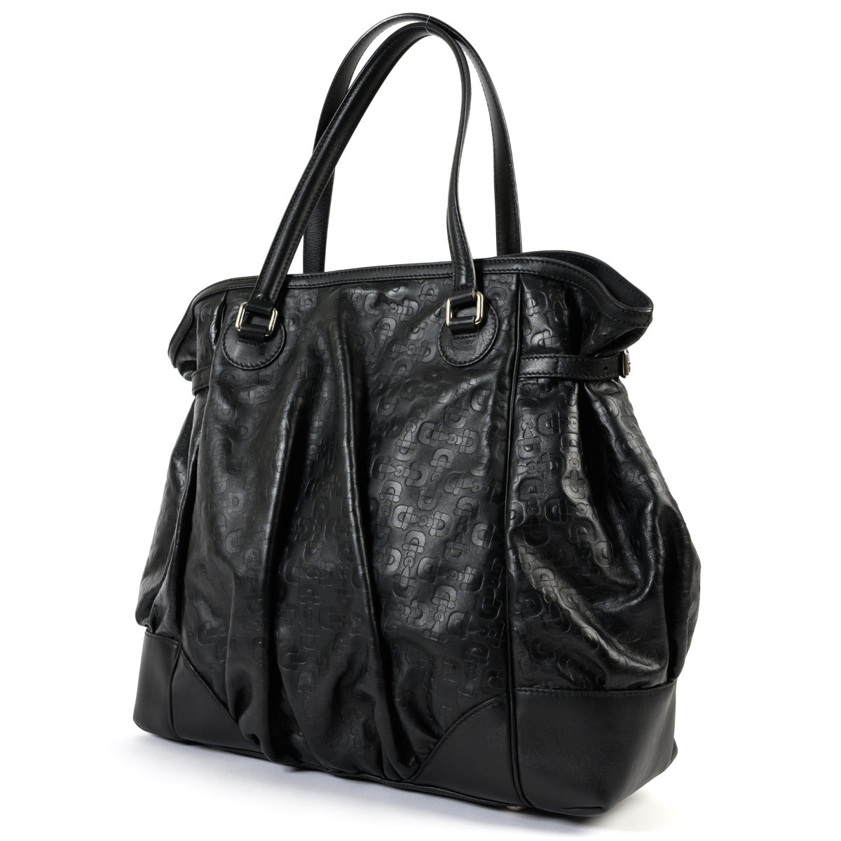 Gucci Black Horsebit Embossed Shoulder Bag
