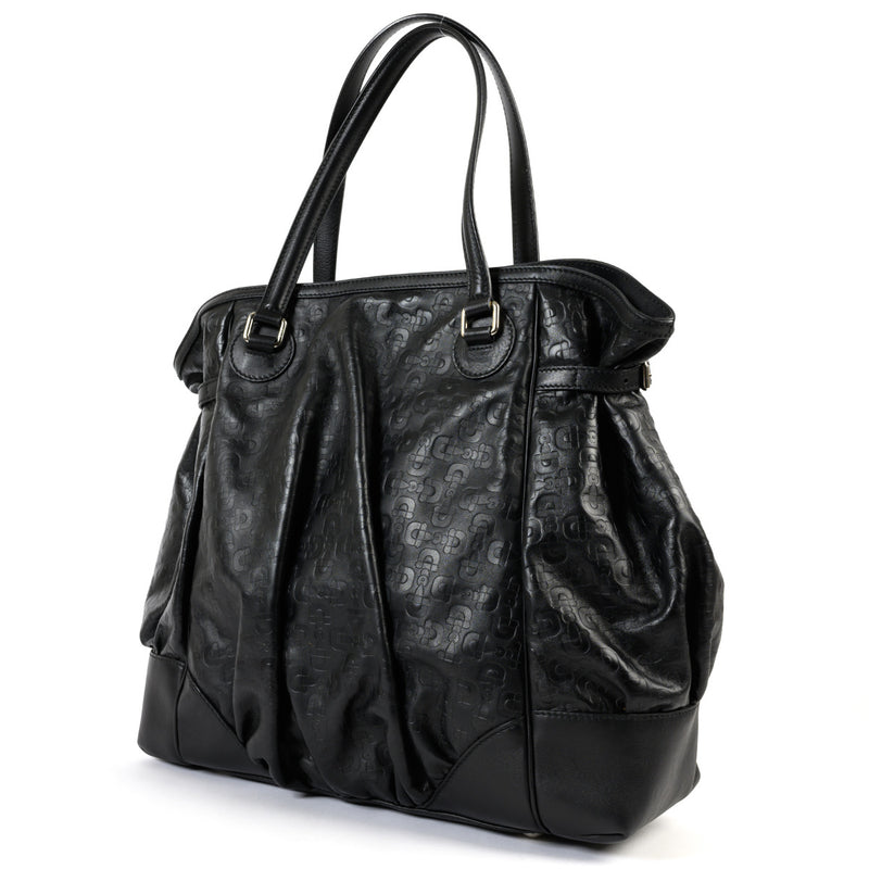 Gucci Black Horsebit Embossed Shoulder Bag