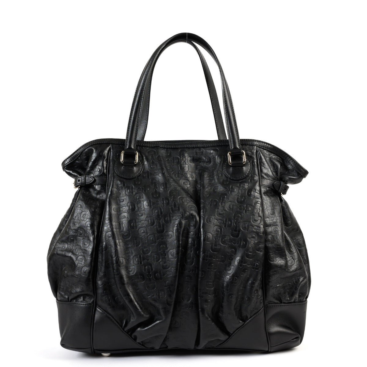 Gucci Black Horsebit Embossed Shoulder Bag