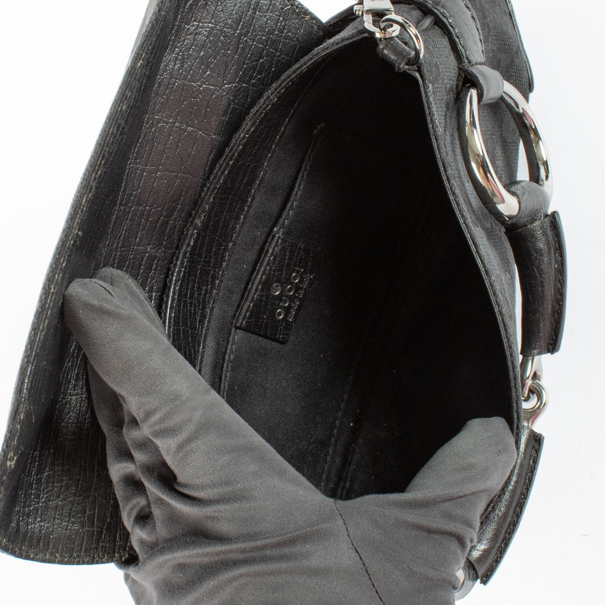 Shop 100% authentic second hand Gucci Black GG Canvas Horsebit Chain Bag on Labellov.com
